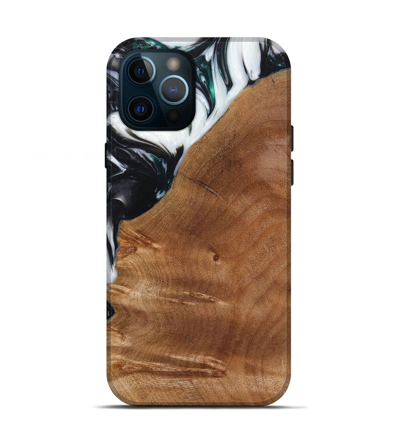 iPhone 12 Pro Wood+Resin Live Edge Phone Case - Milo (Black & White, 651753)