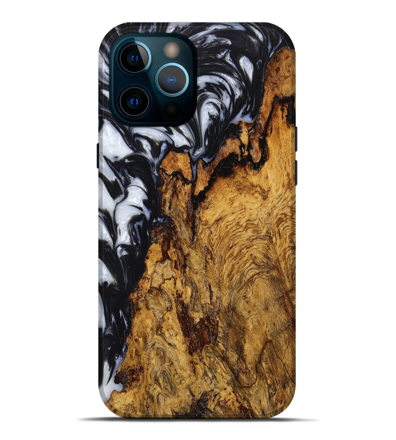 iPhone 12 Pro Max Wood+Resin Live Edge Phone Case - Kaylin (Black & White, 651754)