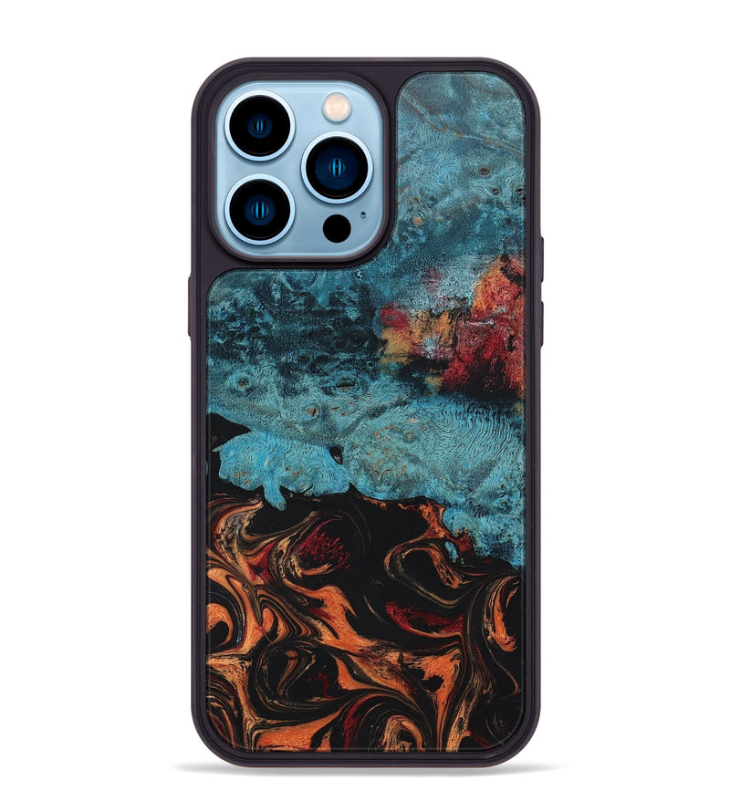 iPhone 14 Pro Max Wood+Resin Phone Case - Tamra (Red, 651760)