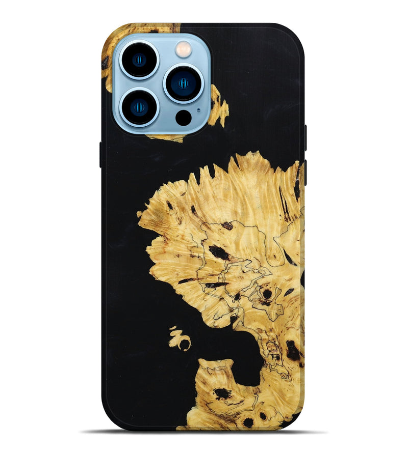 iPhone 14 Pro Max Wood+Resin Live Edge Phone Case - Amir (Pure Black, 651781)