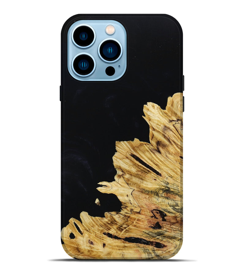 iPhone 14 Pro Max Wood+Resin Live Edge Phone Case - Philip (Pure Black, 651782)