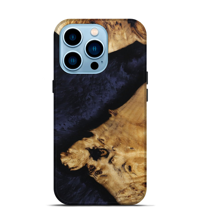 iPhone 14 Pro Wood+Resin Live Edge Phone Case - Jonas (Pure Black, 651783)