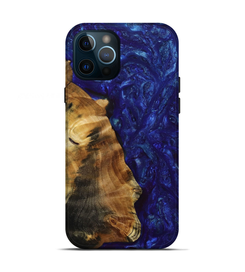 iPhone 12 Pro Wood+Resin Live Edge Phone Case - Bette (Blue, 651794)