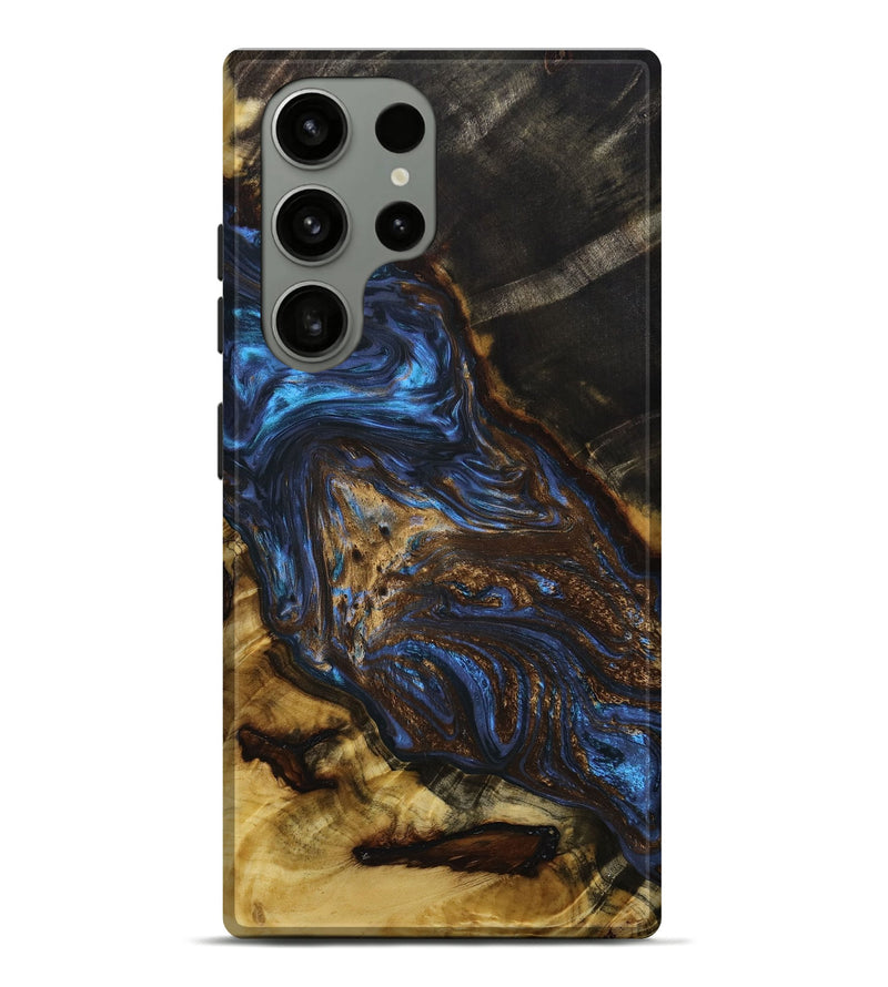 Galaxy S23 Ultra Wood+Resin Live Edge Phone Case - Daniella (Teal & Gold, 651808)