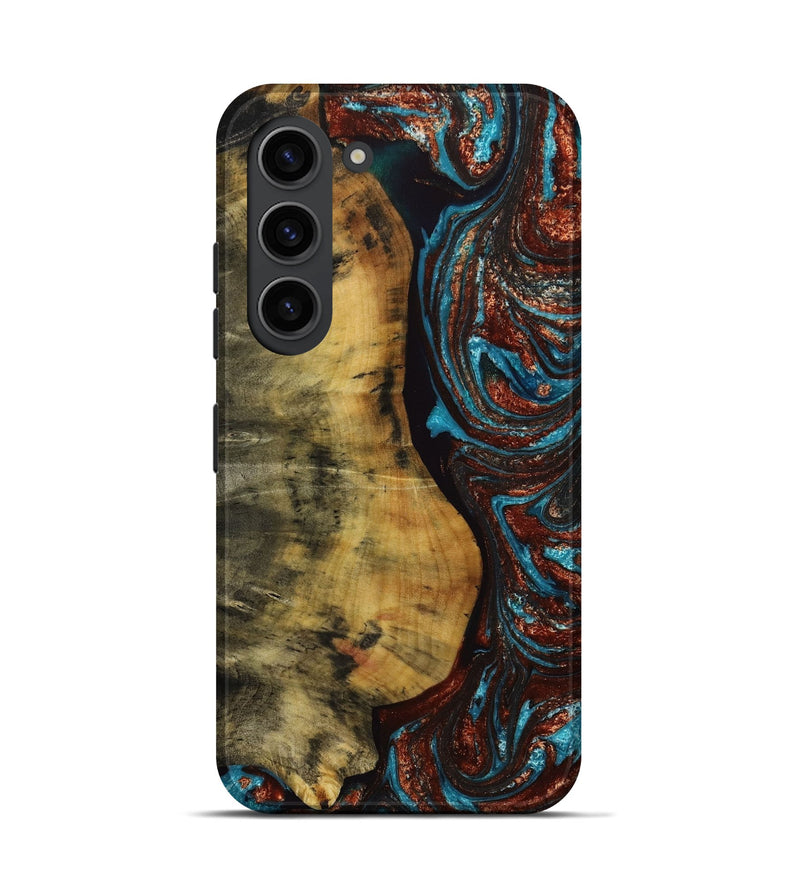 Galaxy S23 Wood+Resin Live Edge Phone Case - Naomi (Teal & Gold, 651813)