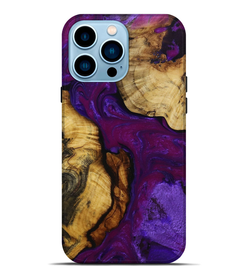 iPhone 14 Pro Max Wood+Resin Live Edge Phone Case - Trevon (Purple, 651818)