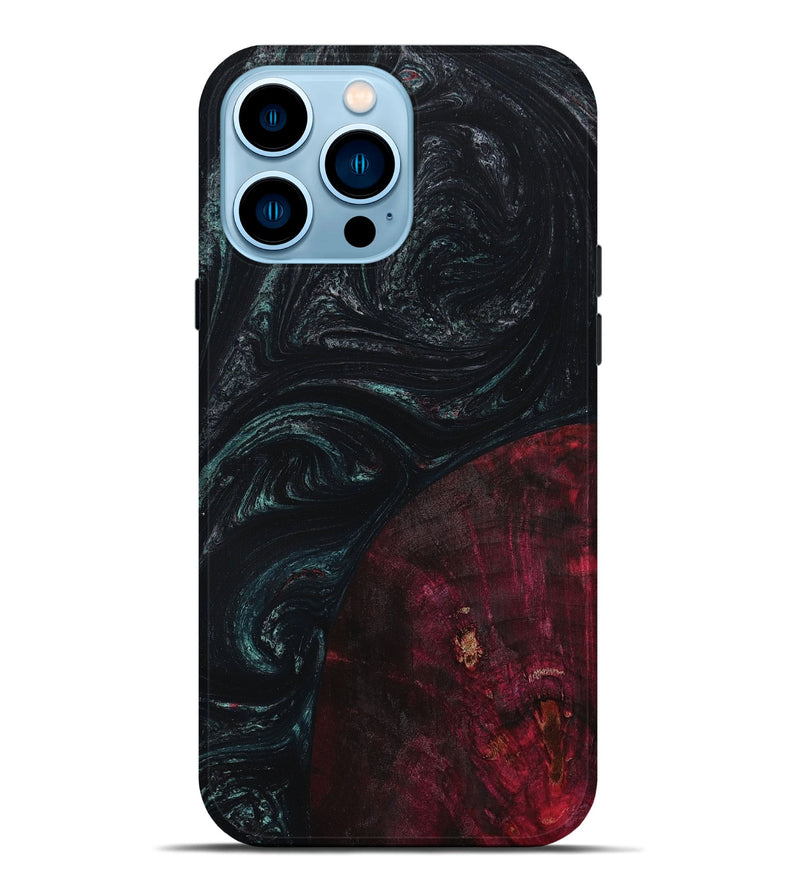 iPhone 14 Pro Max Wood+Resin Live Edge Phone Case - Wilbert (Black & White, 651821)