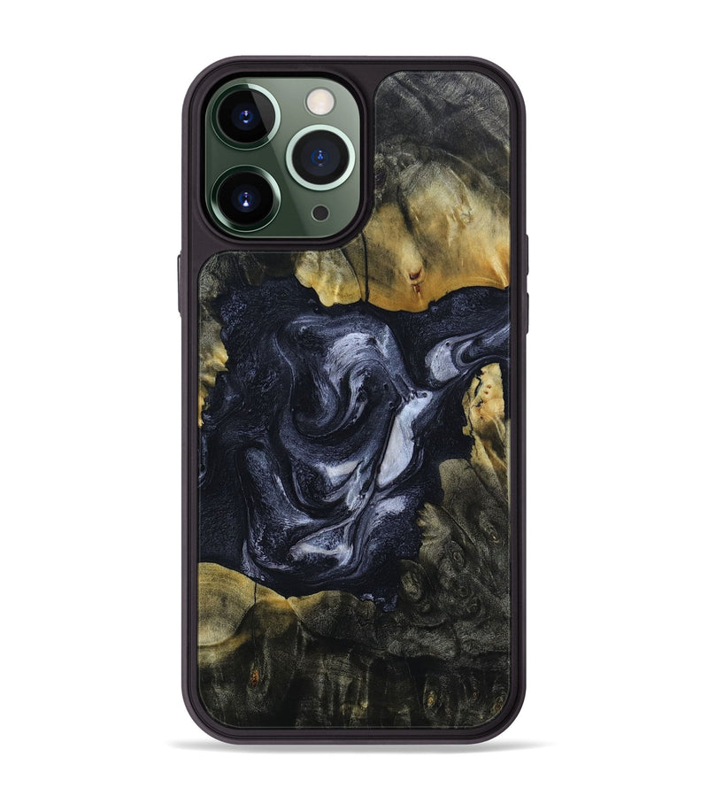 iPhone 13 Pro Max Wood+Resin Phone Case - Rex (Black & White, 651919)