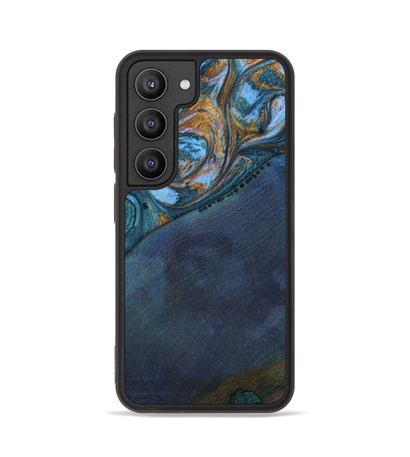 Galaxy S23 Wood+Resin Phone Case - Rafael (Teal & Gold, 652056)