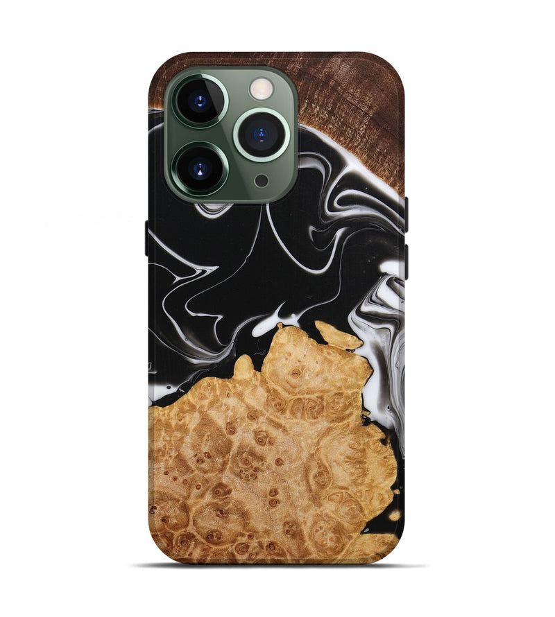 iPhone 13 Pro Wood+Resin Live Edge Phone Case - Cadence (Black & White, 652172)