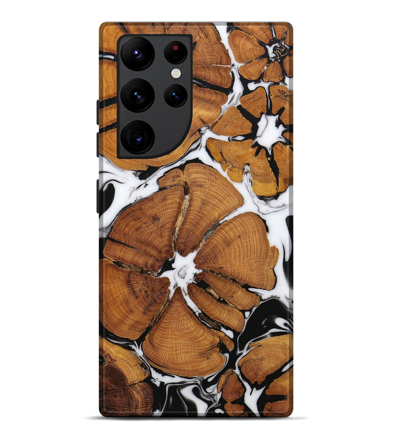 Galaxy S22 Ultra Wood+Resin Live Edge Phone Case - Joselyn (Black & White, 652173)