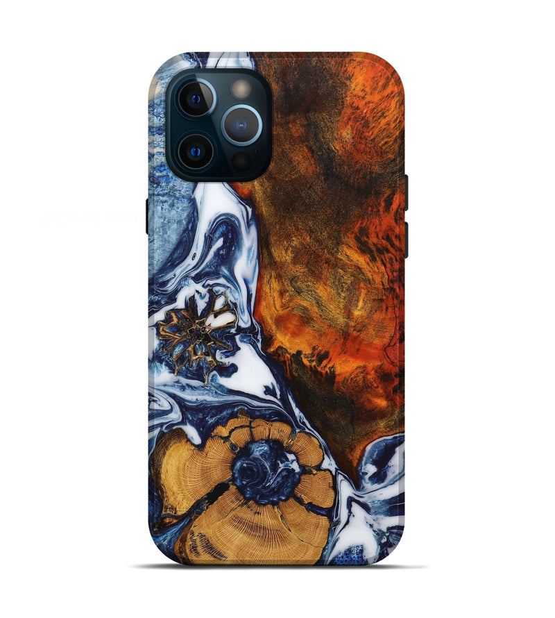 iPhone 12 Pro Wood+Resin Live Edge Phone Case - Zachary (Blue, 652176)