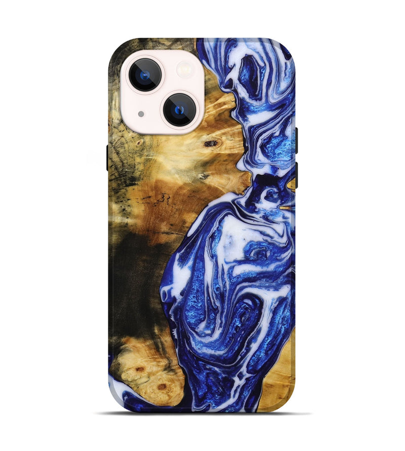 iPhone 14 Wood+Resin Live Edge Phone Case - Kaydence (Blue, 652177)