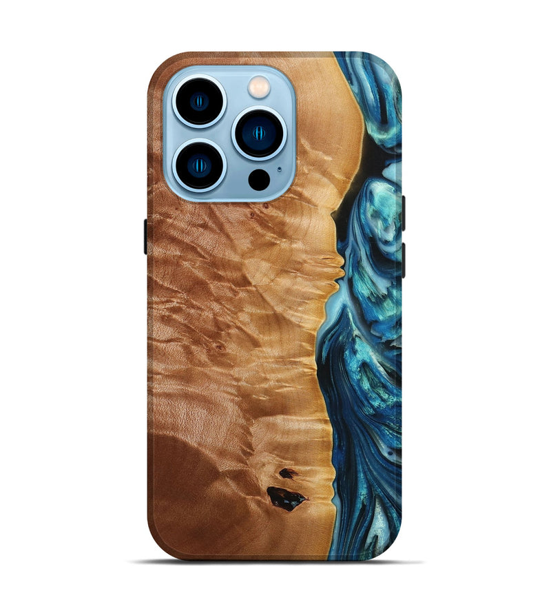 iPhone 14 Pro Wood+Resin Live Edge Phone Case - Talan (Blue, 652178)