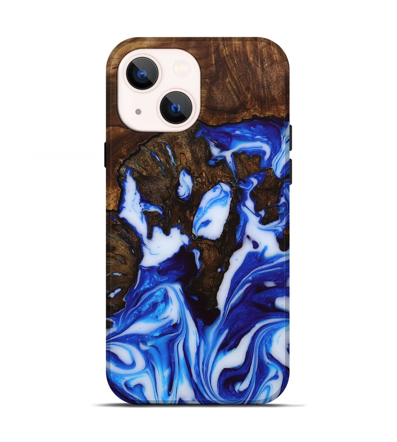 iPhone 13 Wood+Resin Live Edge Phone Case - Eli (Blue, 652179)