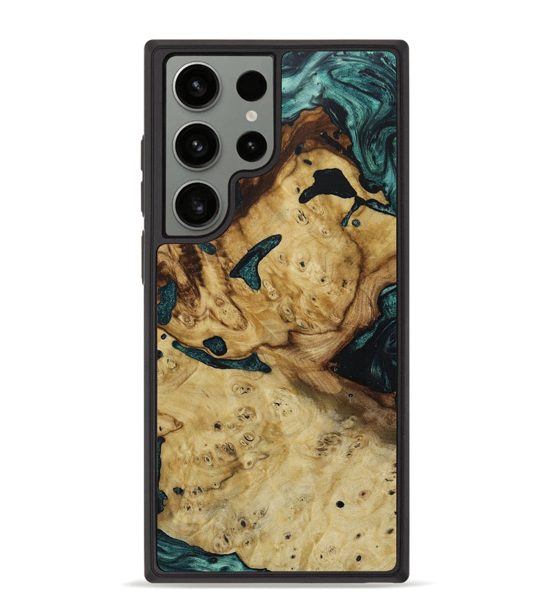 Galaxy S23 Ultra Wood+Resin Phone Case - Alisa (Green, 652315)