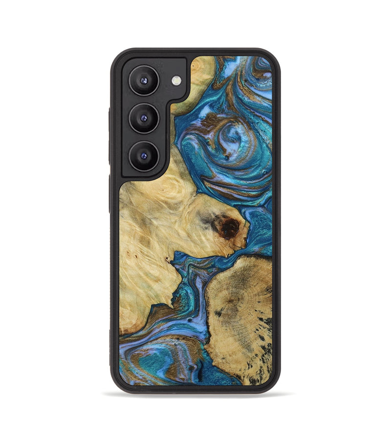 Galaxy S23 Wood+Resin Phone Case - Ronnie (Teal & Gold, 652455)