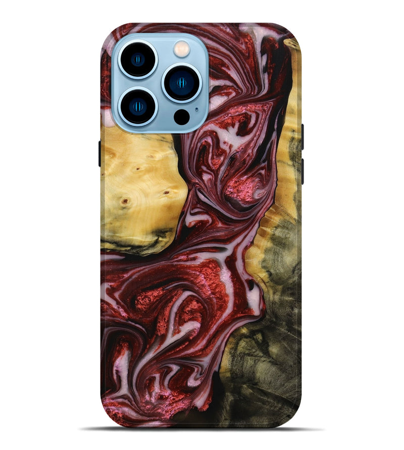 iPhone 14 Pro Max Wood+Resin Live Edge Phone Case - Caitlyn (Red, 652472)