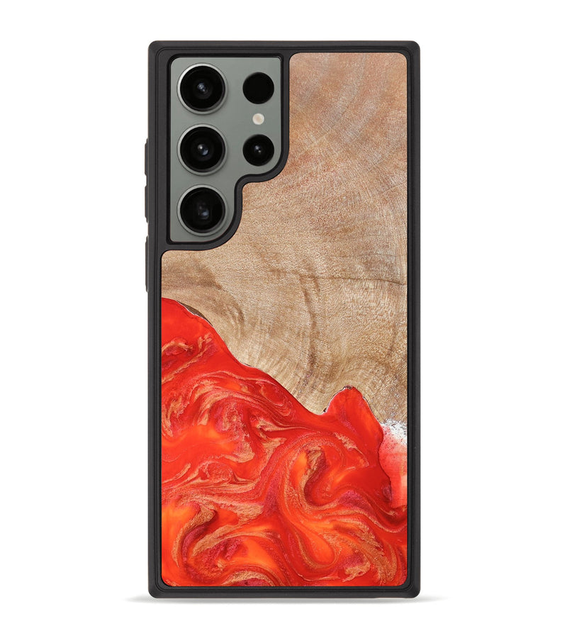 Galaxy S23 Ultra Wood+Resin Phone Case - Sandy (Red, 652599)