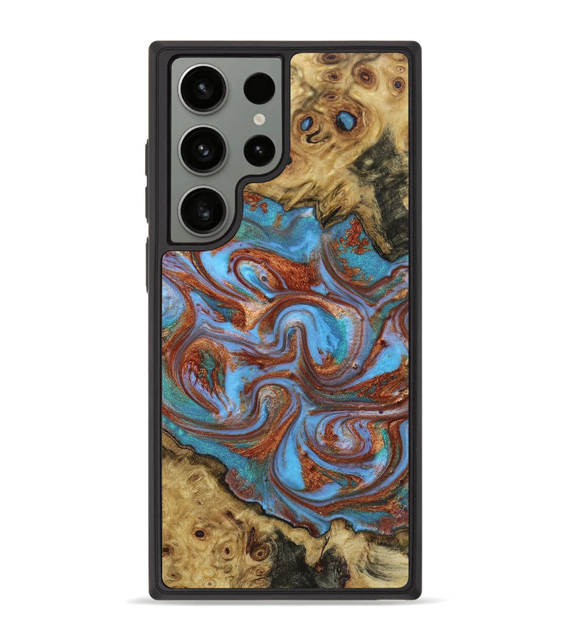 Galaxy S23 Ultra Wood+Resin Phone Case - Rafael (Teal & Gold, 652620)