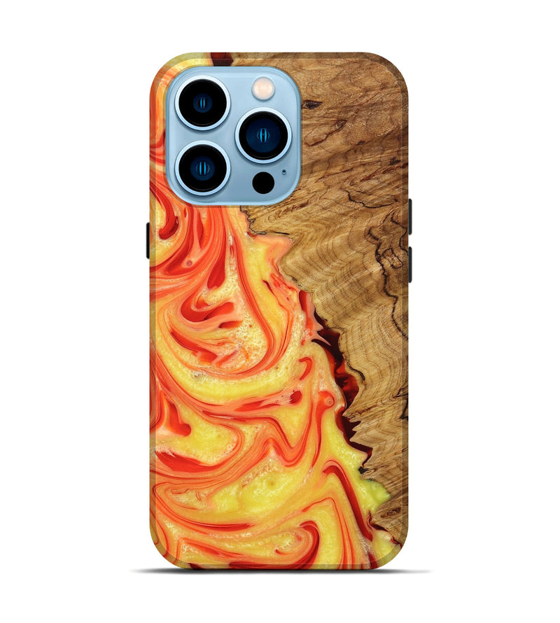 iPhone 14 Pro Wood+Resin Live Edge Phone Case - Khadijah (Red, 652625)