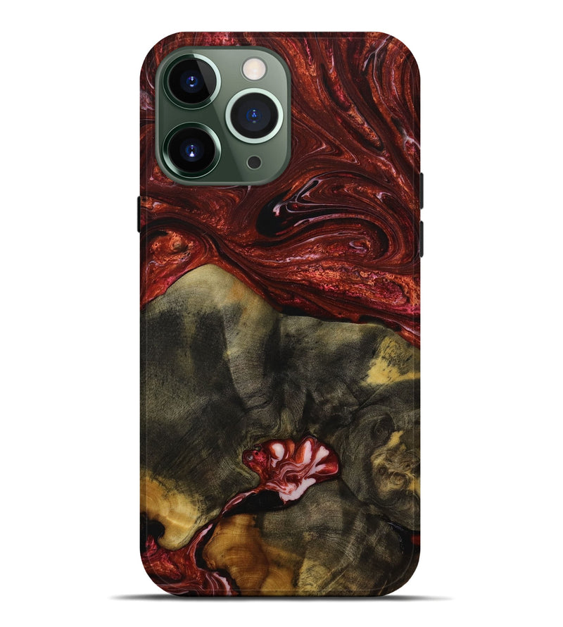 iPhone 13 Pro Max Wood+Resin Live Edge Phone Case - Willis (Red, 652626)