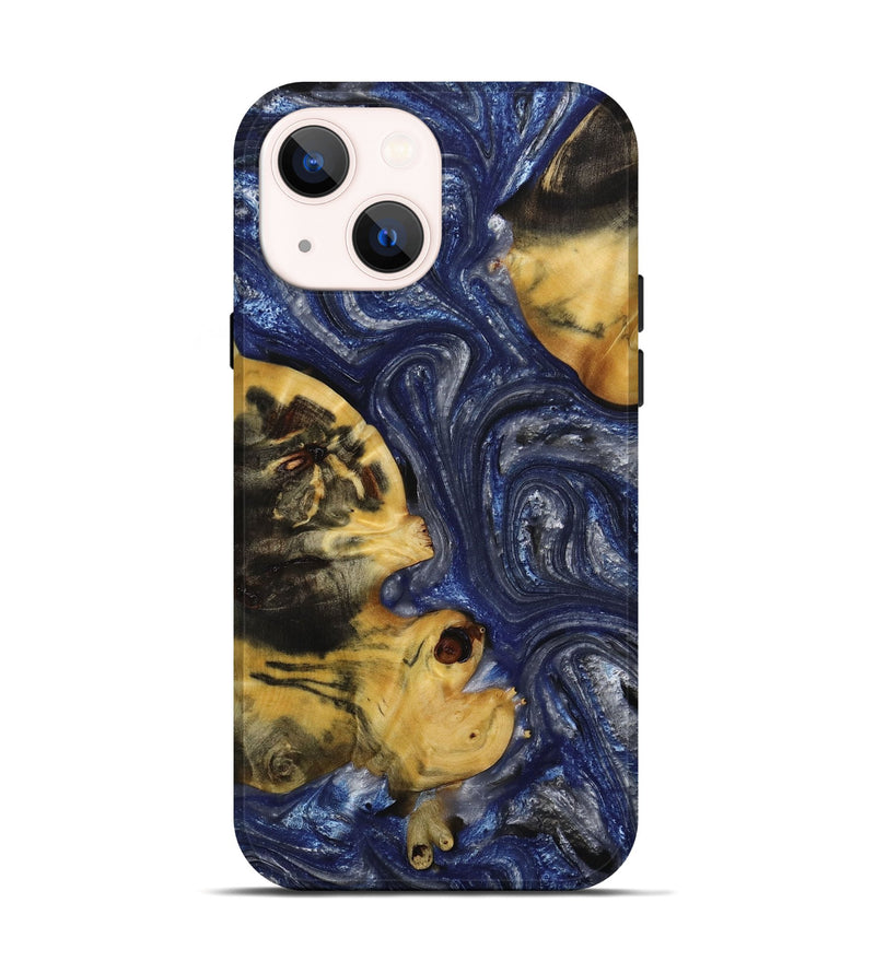 iPhone 14 Wood+Resin Live Edge Phone Case - Joe (Blue, 652634)