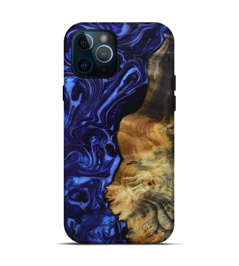 iPhone 12 Pro Wood+Resin Live Edge Phone Case - Evangeline (Blue, 652635)