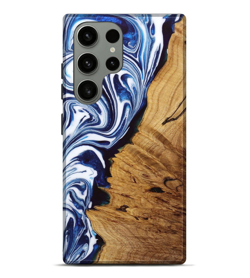 Galaxy S23 Ultra Wood+Resin Live Edge Phone Case - Betsy (Blue, 652637)