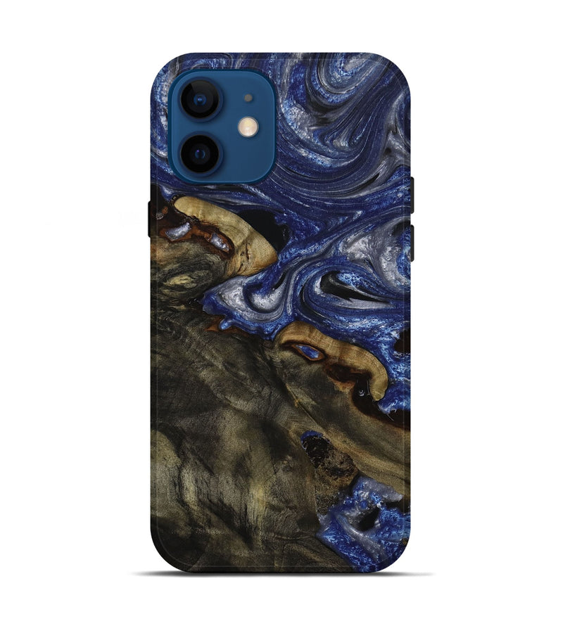 iPhone 12 Wood+Resin Live Edge Phone Case - Lee (Blue, 652639)