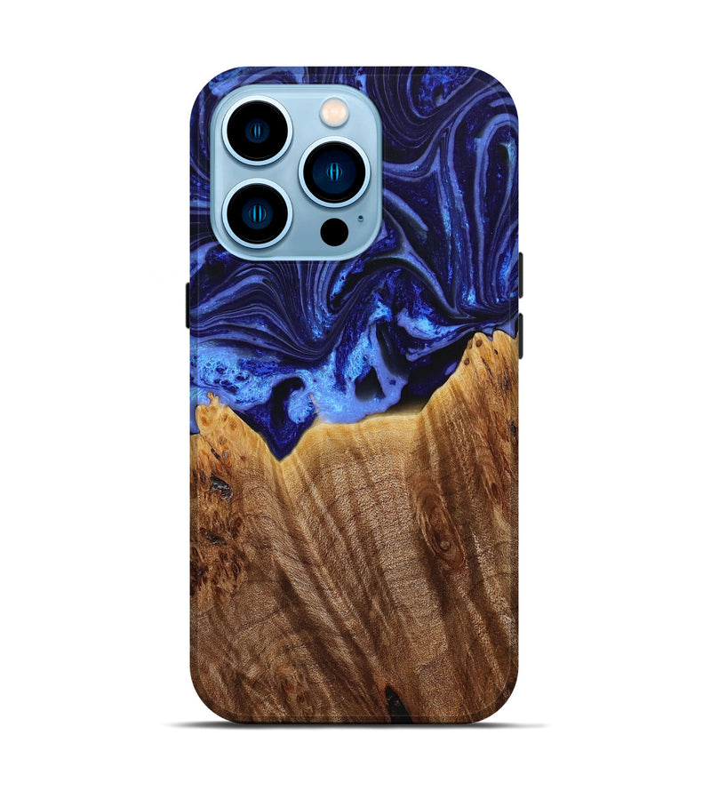 iPhone 14 Pro Wood+Resin Live Edge Phone Case - Kurt (Blue, 652640)