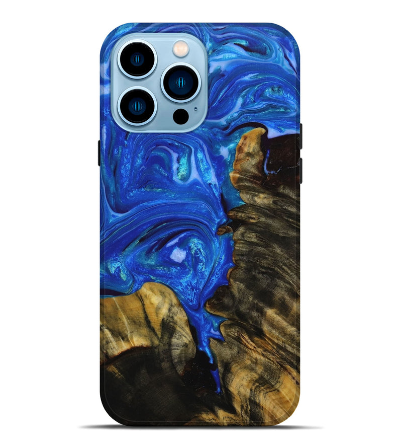 iPhone 14 Pro Max Wood+Resin Live Edge Phone Case - Harvey (Blue, 652642)