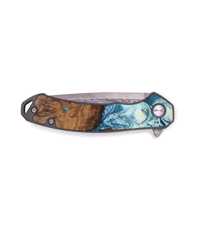 EDC Wood+Resin Pocket Knife - Luis (Blue, 652646)