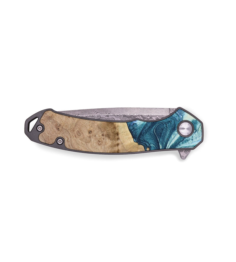 EDC Wood+Resin Pocket Knife - Juniper (Blue, 652649)