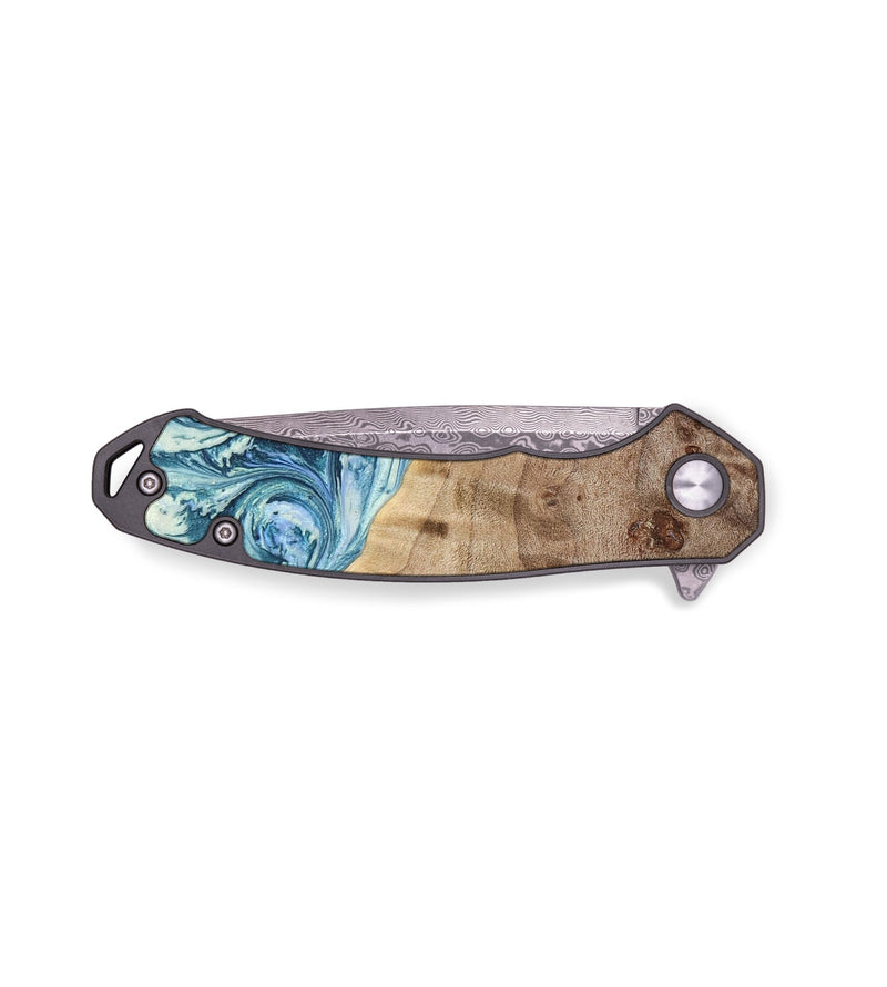 EDC Wood+Resin Pocket Knife - Luther (Blue, 652650)