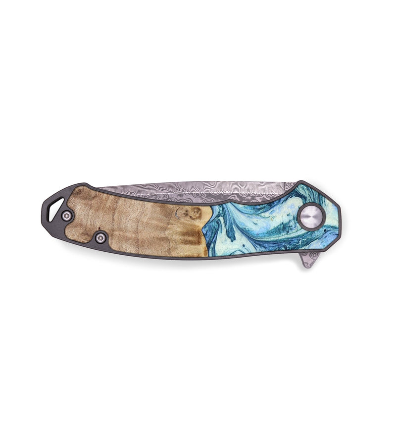 EDC Wood+Resin Pocket Knife - Katelyn (Blue, 652651)
