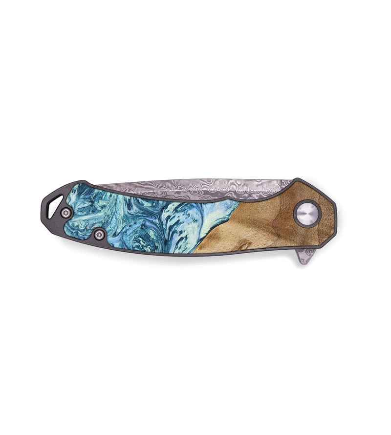 EDC Wood+Resin Pocket Knife - Bernadette (Blue, 652652)