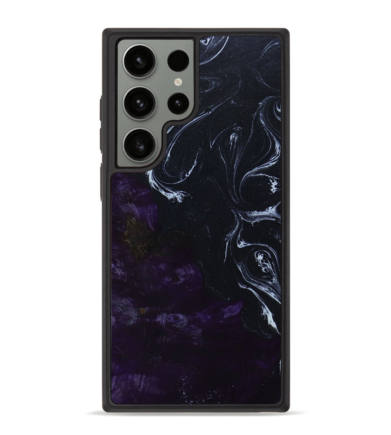 Galaxy S23 Ultra Wood+Resin Phone Case - Malachi (Black & White, 652730)
