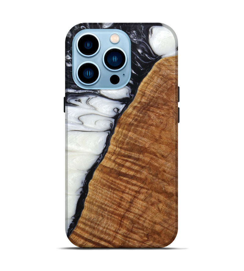 iPhone 14 Pro Wood+Resin Live Edge Phone Case - Sienna (Black & White, 652788)