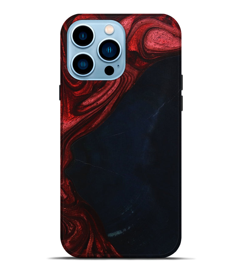 iPhone 14 Pro Max Wood+Resin Live Edge Phone Case - Hayden (Red, 652792)