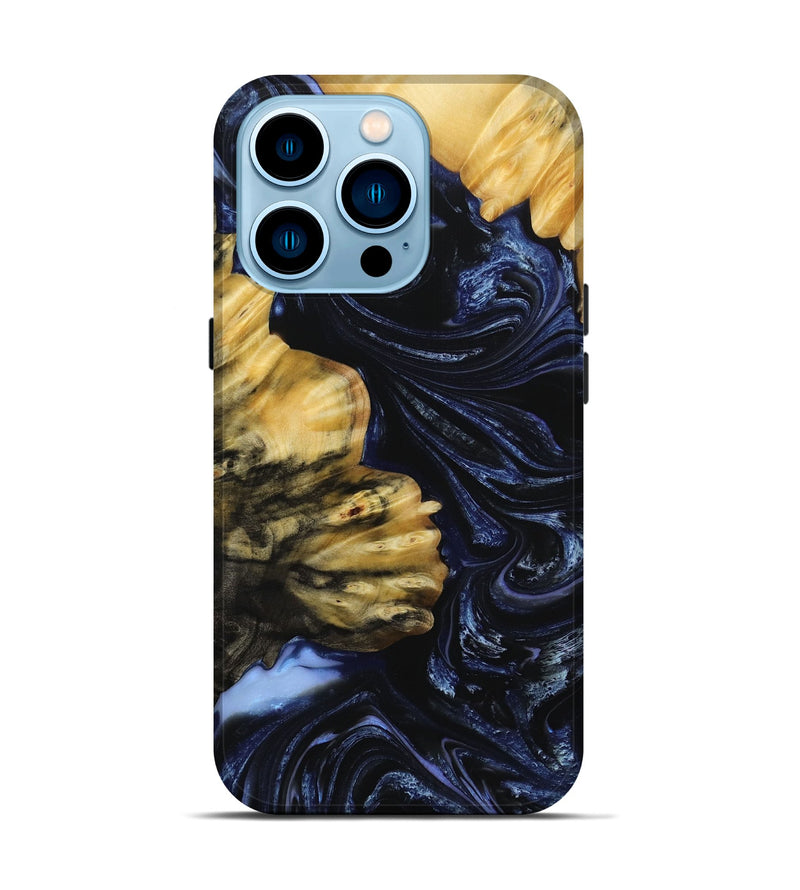 iPhone 14 Pro Wood+Resin Live Edge Phone Case - Alec (Blue, 652800)