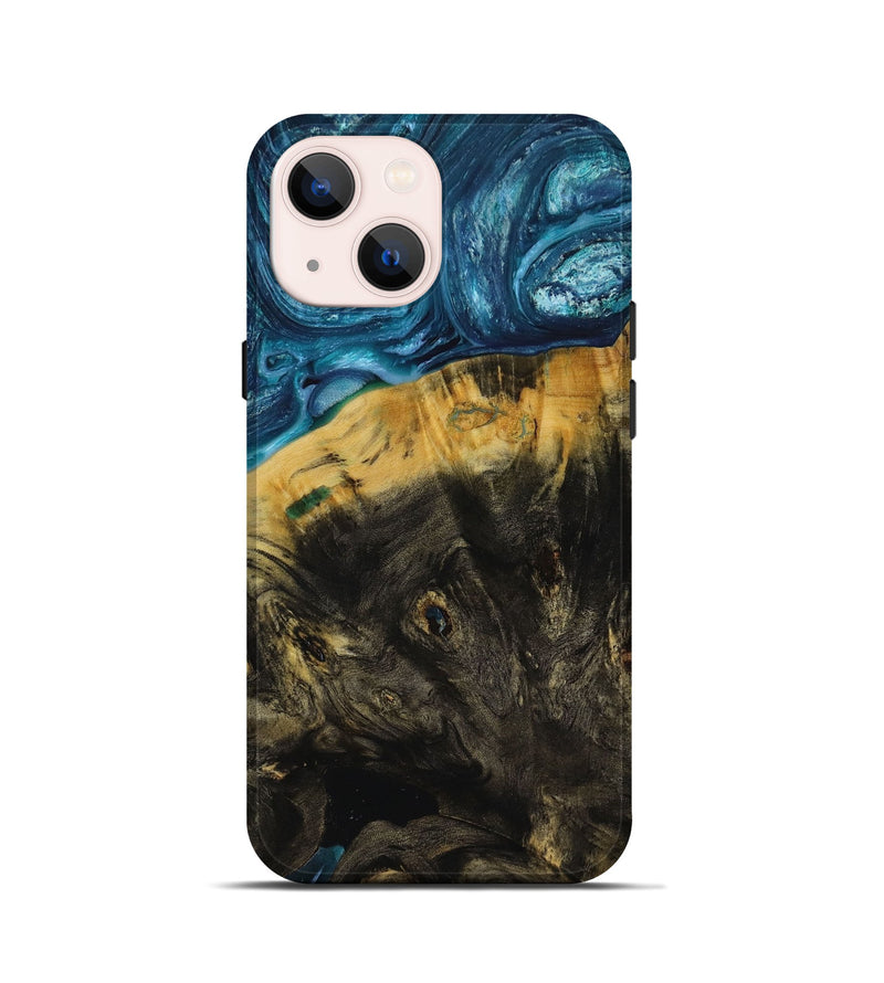 iPhone 13 mini Wood+Resin Live Edge Phone Case - Angelina (Blue, 652801)