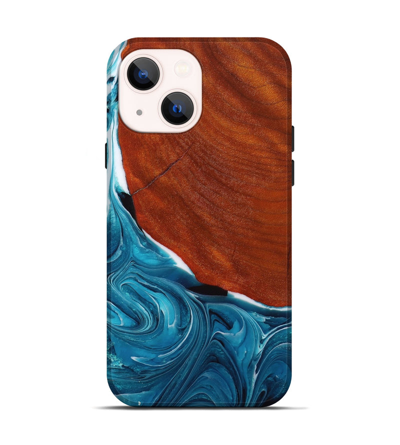 iPhone 14 Wood+Resin Live Edge Phone Case - Hanna (Blue, 652802)