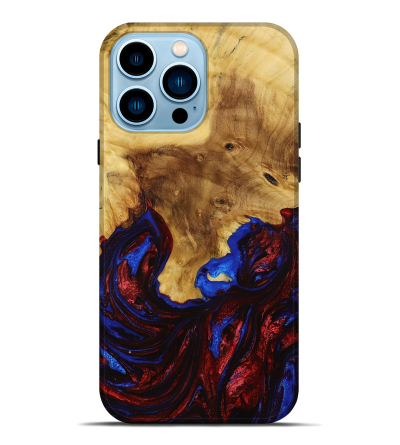 iPhone 14 Pro Max Wood+Resin Live Edge Phone Case - Guy (Red, 652803)