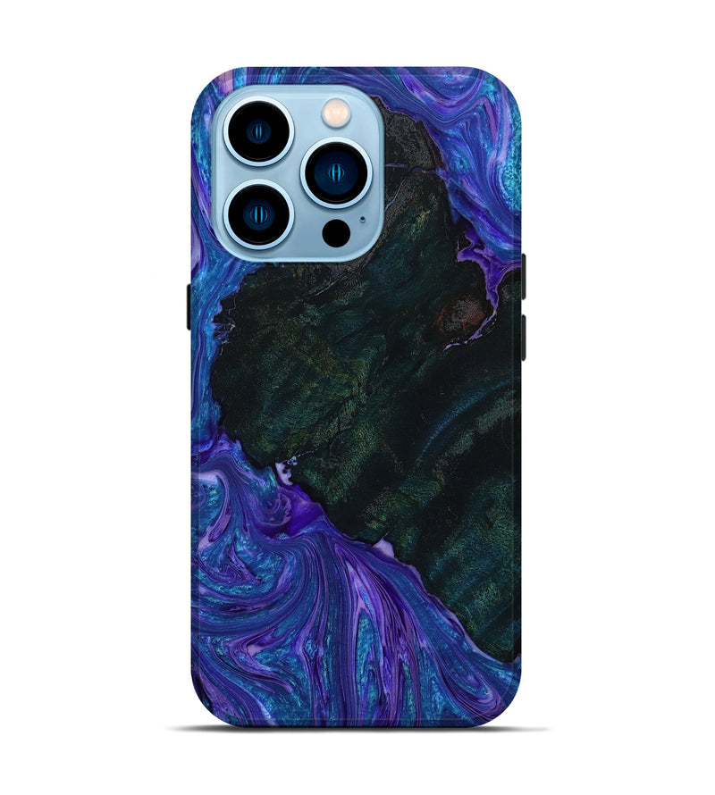 iPhone 14 Pro Wood+Resin Live Edge Phone Case - Tom (Purple, 652805)