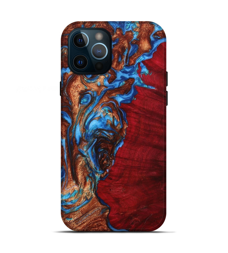 iPhone 12 Pro Wood+Resin Live Edge Phone Case - Stella (Teal & Gold, 652826)