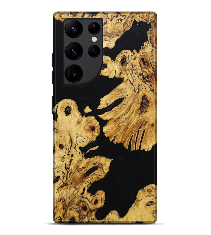 Galaxy S22 Ultra Wood+Resin Live Edge Phone Case - Sara (Black & White, 652831)
