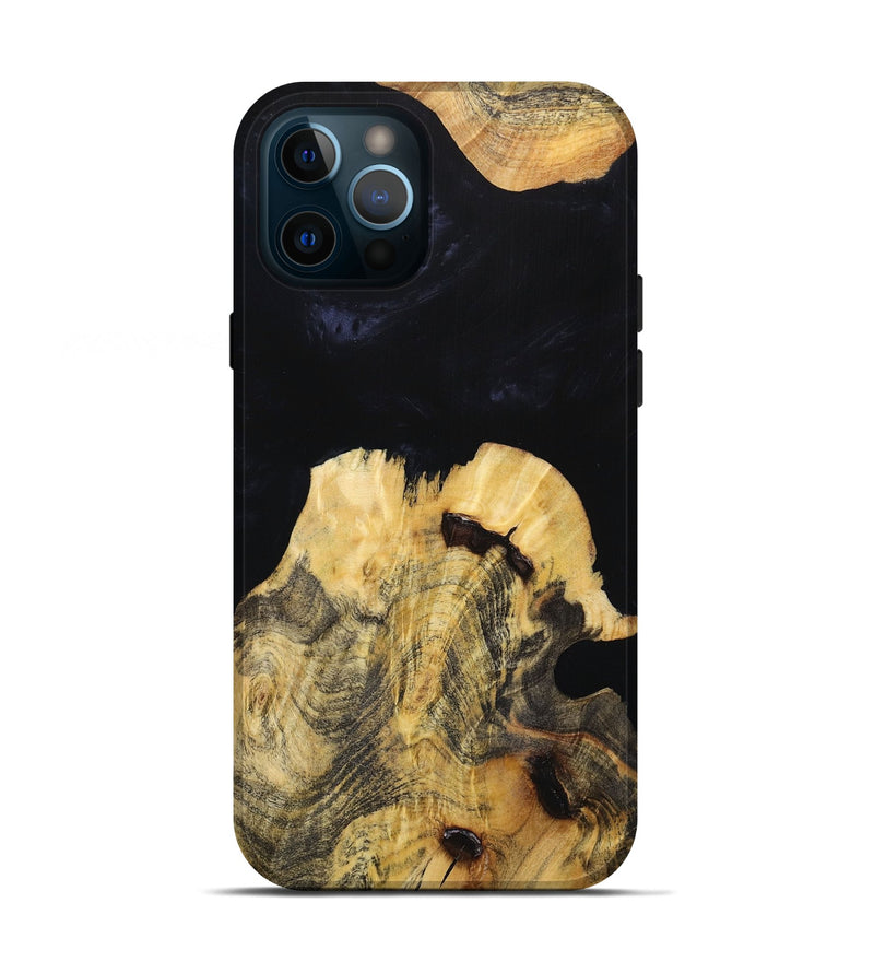 iPhone 12 Pro Wood+Resin Live Edge Phone Case - Alan (Pure Black, 652837)