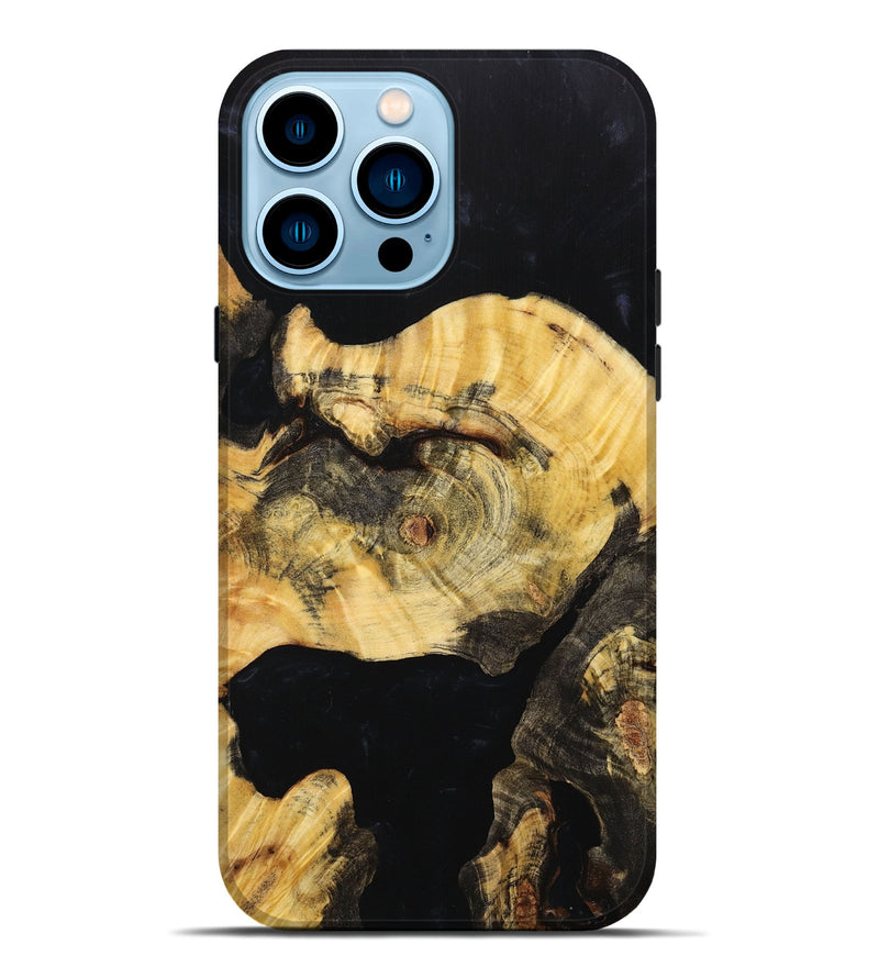iPhone 14 Pro Max Wood+Resin Live Edge Phone Case - Corbin (Pure Black, 652838)