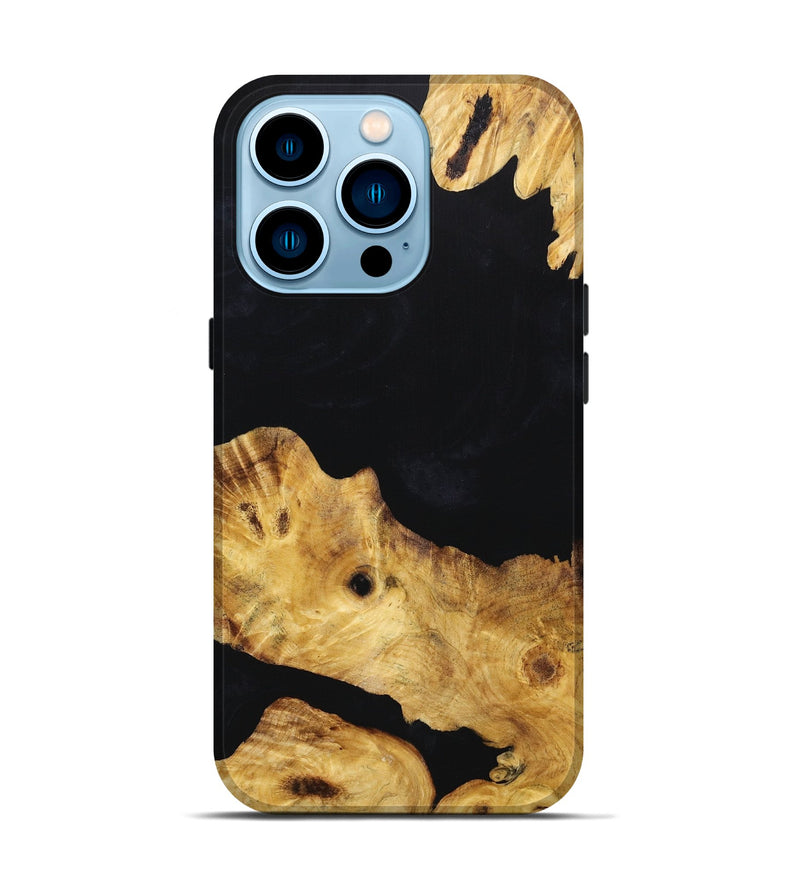 iPhone 14 Pro Wood+Resin Live Edge Phone Case - Rafael (Pure Black, 652839)